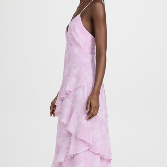 WAYF Women's Open Back Ruffle Hem Midi Dress - Picture 3 of 4